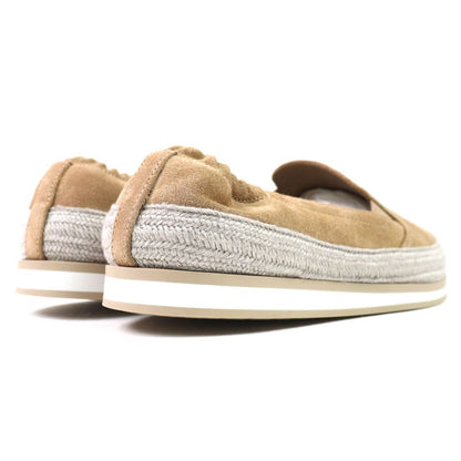 Prada 2dg126 Suede Leather Shoes Slip-on Natural 6.5 With Box And Storage Bag
