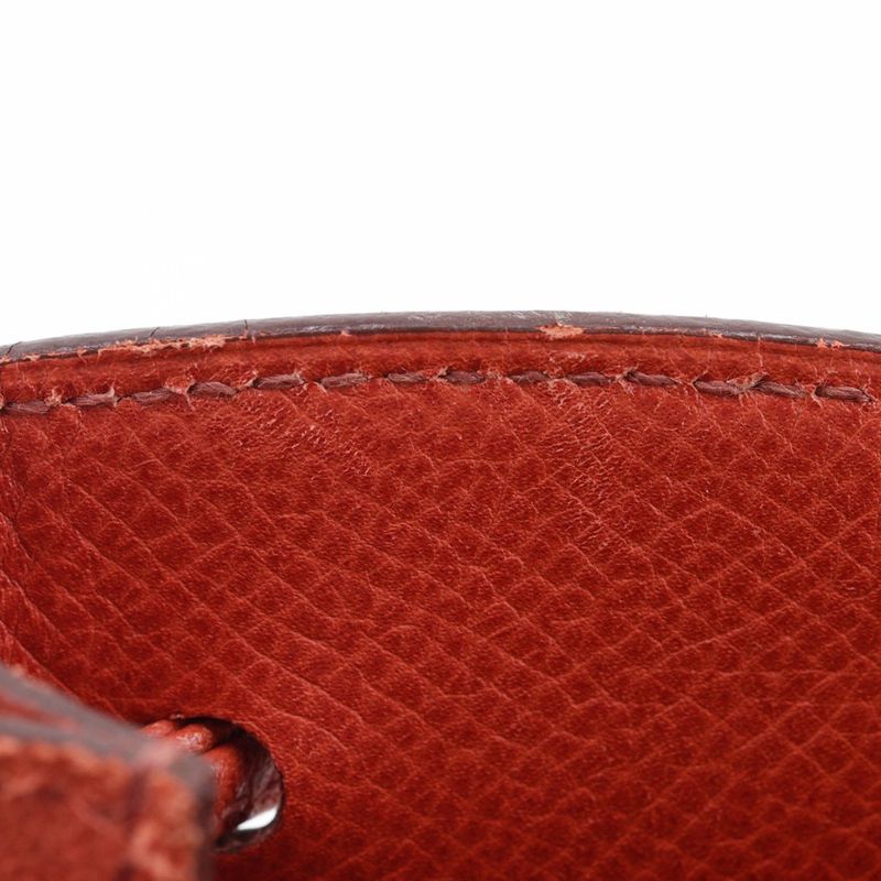 Hermes Vespa Pouch Drawstring Leather Orange □G Ladies Pouch