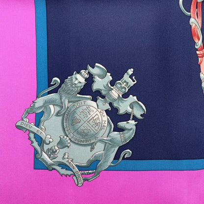 Hermes Carre 90 Scarf 100% Silk Harnais de Cour Court Horse Tackle Purple Box — view 9