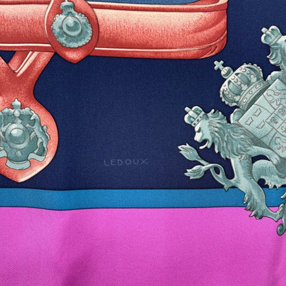 Hermes Carre 90 Scarf 100% Silk Harnais de Cour Court Horse Tackle Purple Box — view 10