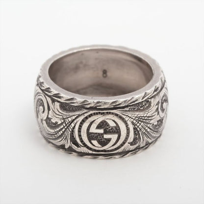 Gucci Taiga - Head Arabesque Garden Silver Ring #8 Made In Italy