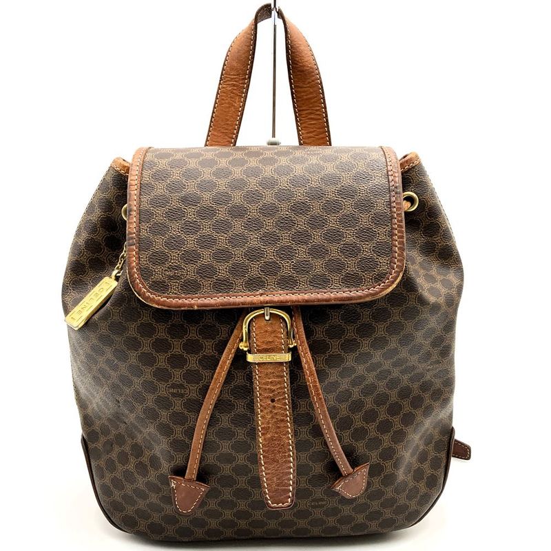 Celine MC96 Backpack Daypack Backpack PVC Leather Macadam Brown Color Casual