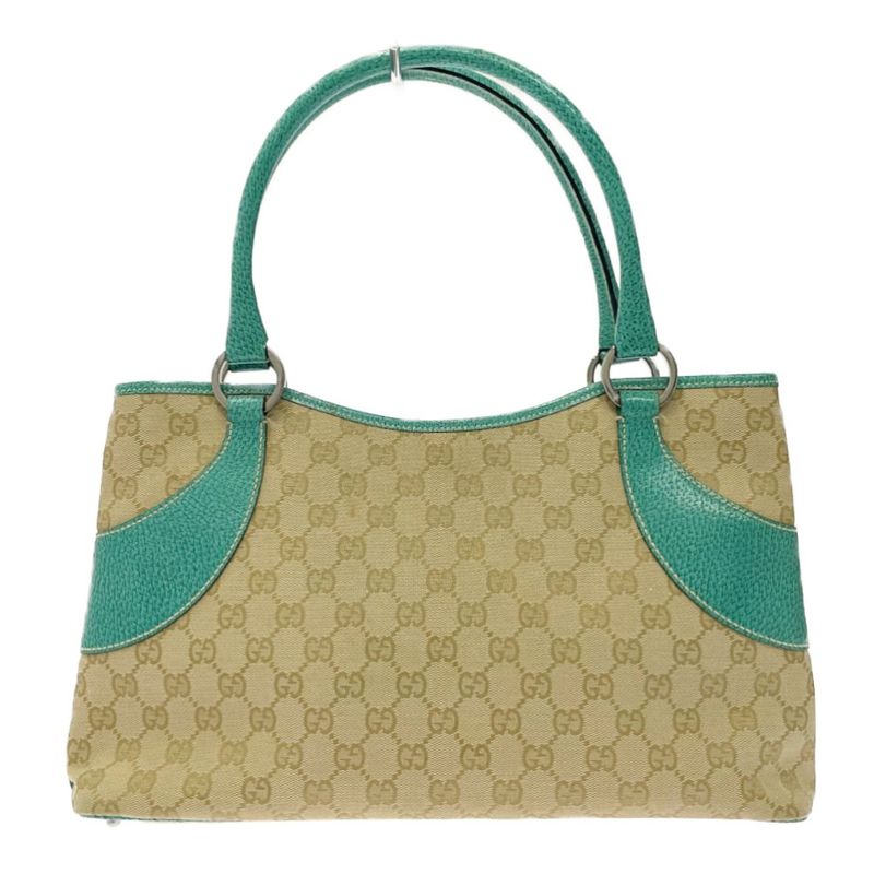 Gucci 113015 and 001013 GG Canvas Tote Bag Beige Green 370296 Tote Bag