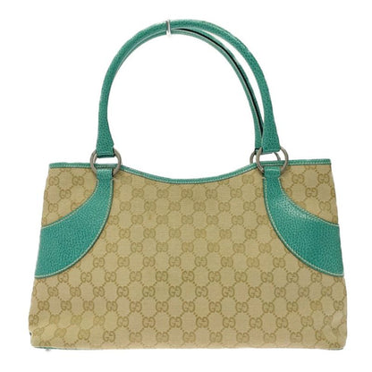 Gucci 113015 and 001013 GG Canvas Tote Bag Beige Green 370296 Tote Bag
