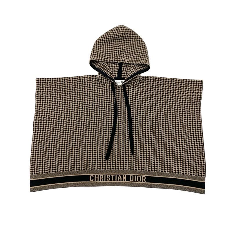 Christian Dior Outerwear Brown Black Knit Poncho Houndstooth