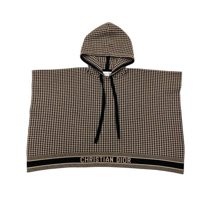 Christian Dior Outerwear Brown Black Knit Poncho Houndstooth