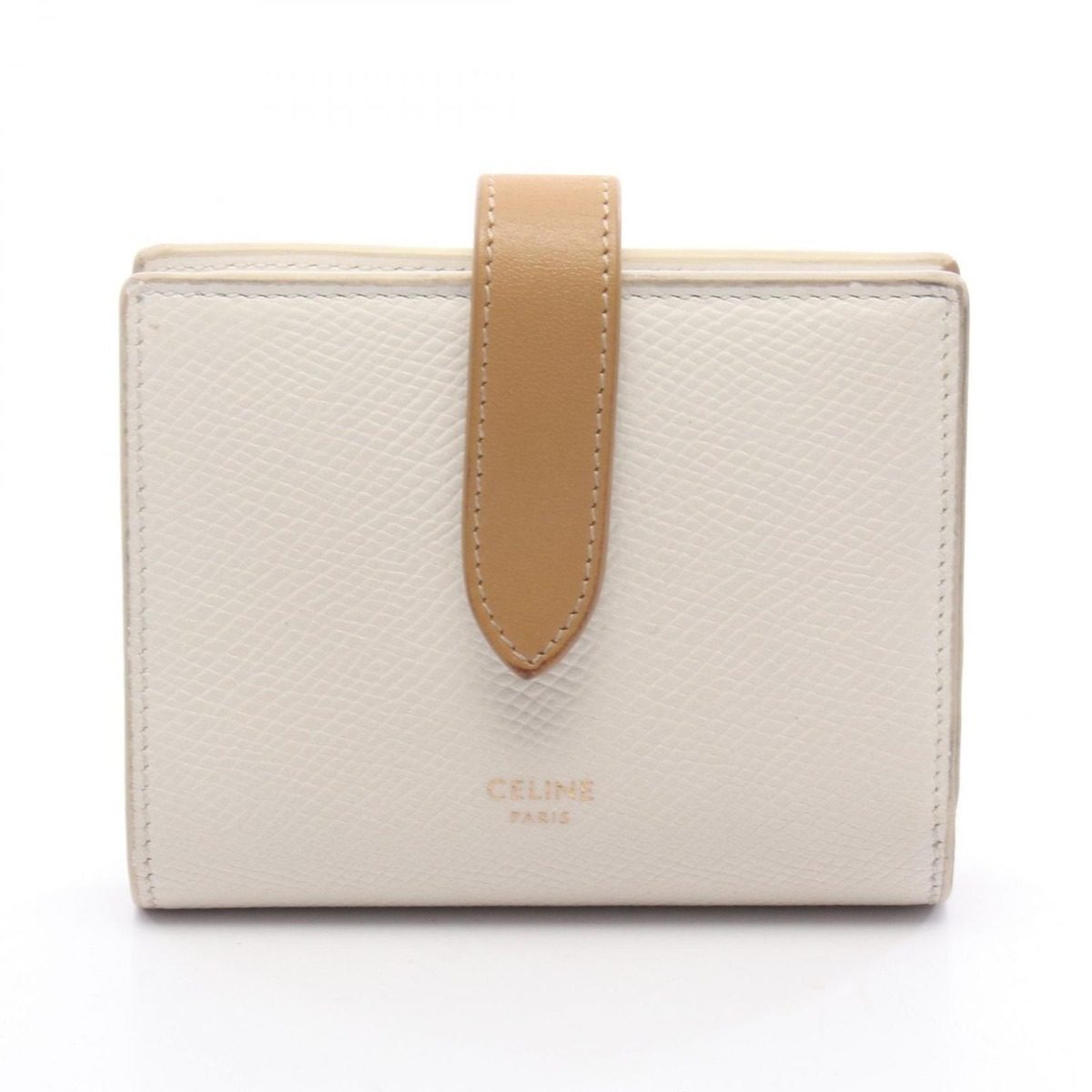 Celine Bifold Wallet Small Strap White Leather