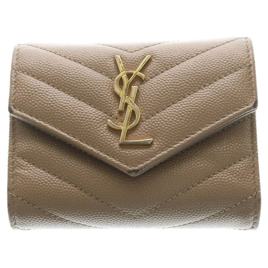 Saint Laurent Paris Monogram Embossed Leather Cassandra Multifold Mini Wallet
