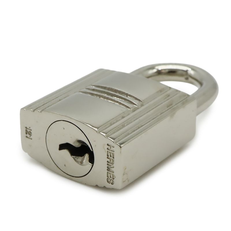 Hermes Cadenas Padlock No121 Key Keyed Metal Silver