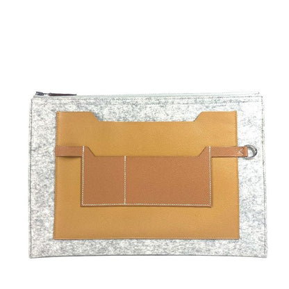 Hermes Clutch Bag Toudou 37 Felt Gray