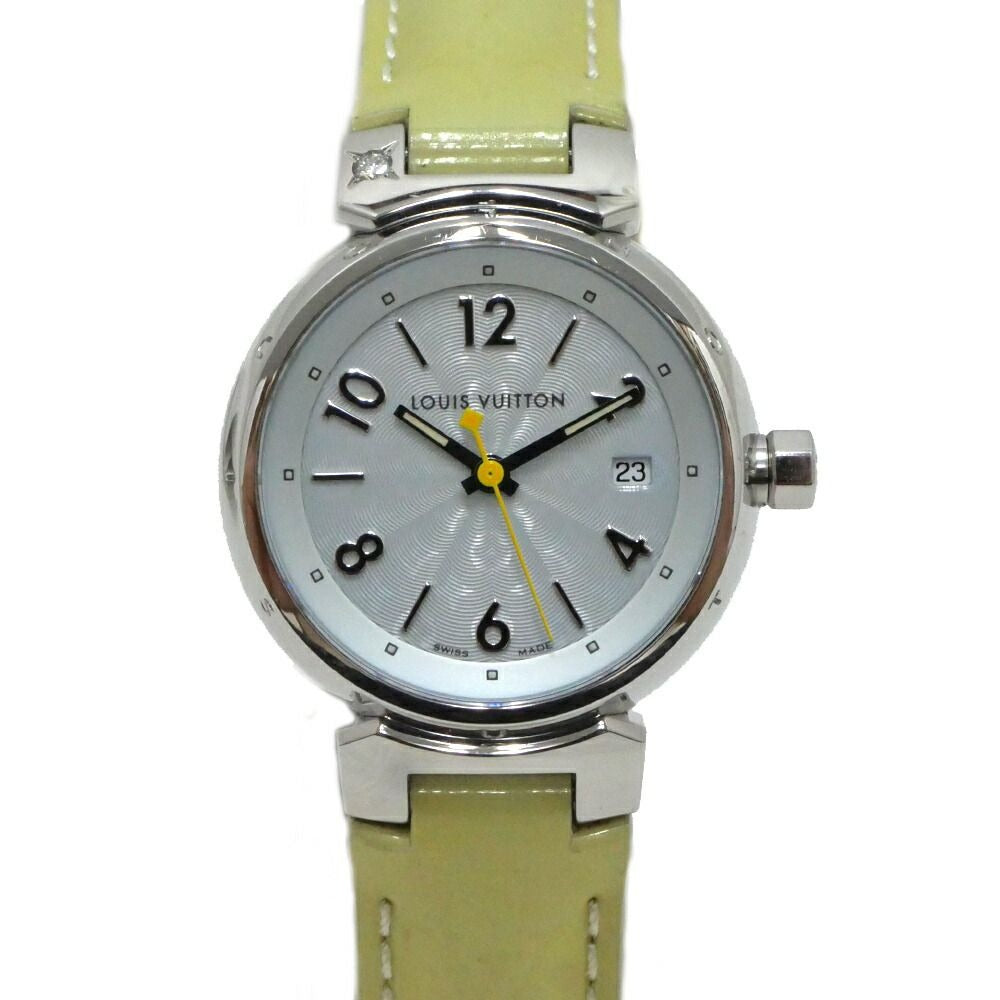 Louis Vuitton Tambour Date Light Blue Monogram Vernis SS Quartz Watch