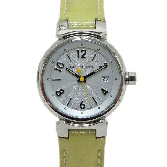 Louis Vuitton Tambour Date Light Blue Monogram Vernis SS Quartz Watch