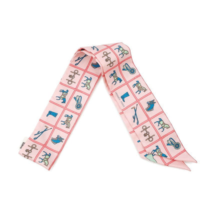 Hermes Scarf Twill Horsewear Couvertures Et Tenues de Jour Silk Rose Blue Veil