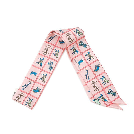 Hermes Scarf Twill Horsewear Couvertures Et Tenues de Jour Silk Rose Blue Veil