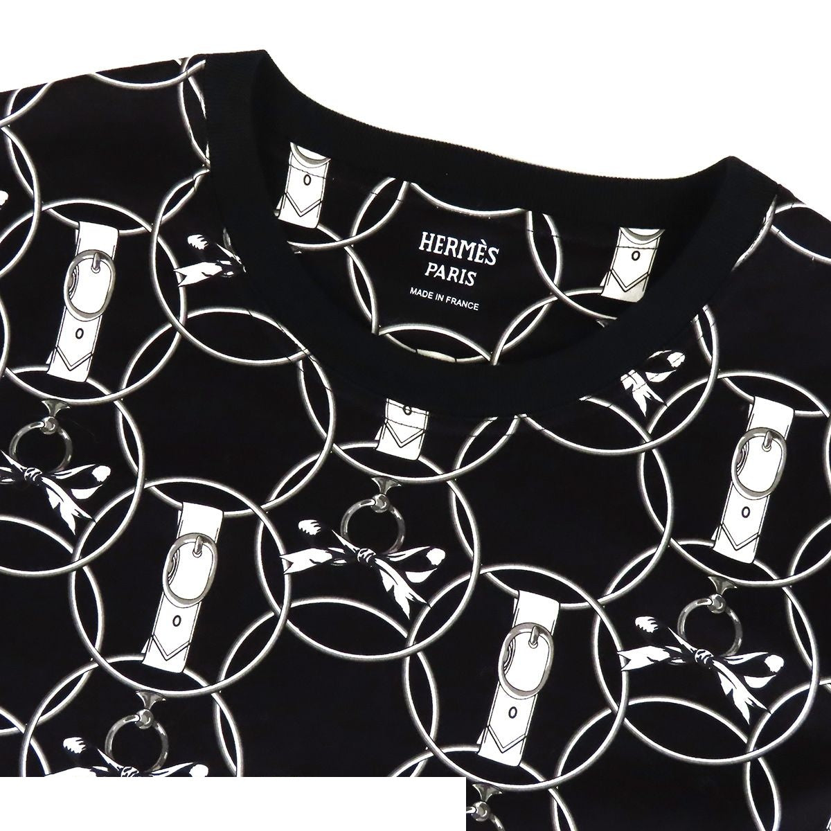 Hermes T-Shirt Black White Cotton la Promenade du Matin Morning Walk All Over — view 3