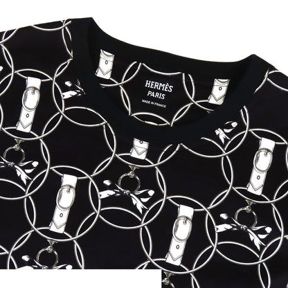 Hermes T-Shirt Black White Cotton la Promenade du Matin Morning Walk All Over — view 3