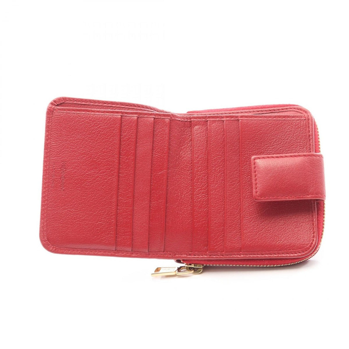 Saint Laurent Yves Bifold Wallet YSL Logo Red Leather — view 3