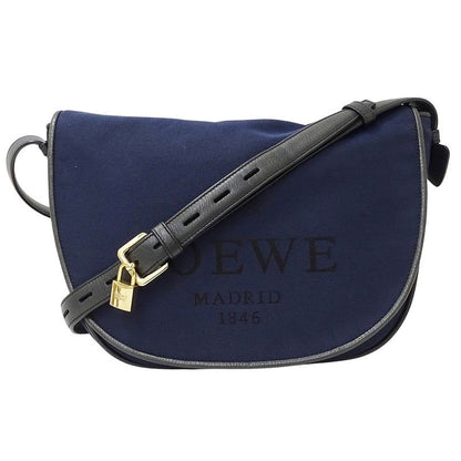 Loewe Bag Shoulder Canvas Navy Logo Crossbody Stylish