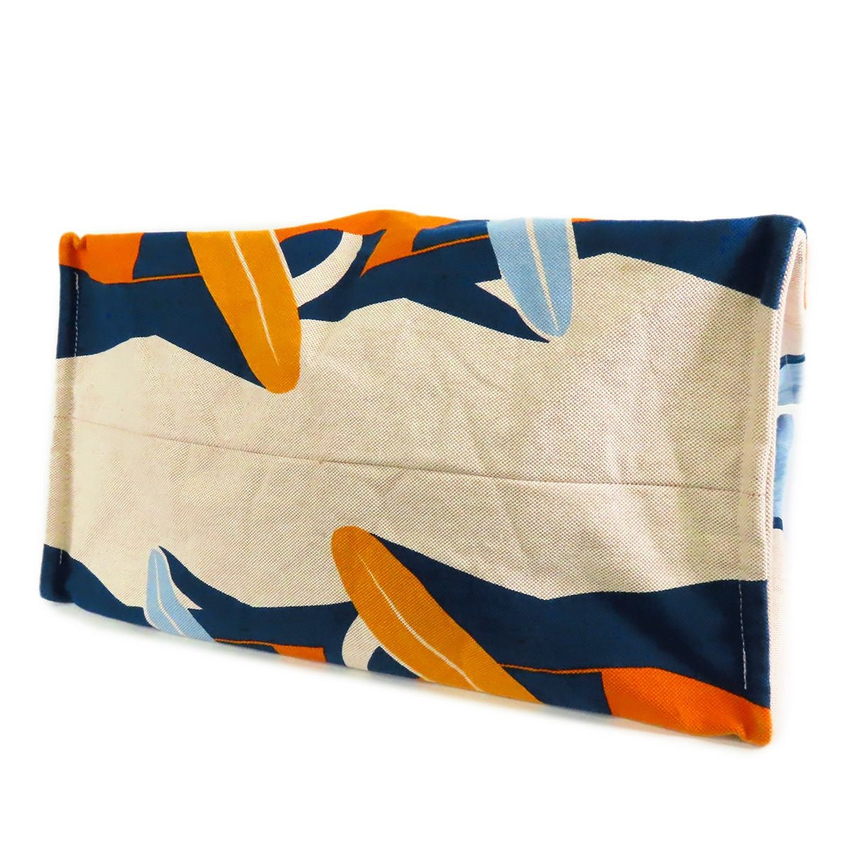 Hermes Apres la Vague Blue Orange Silver Cotton Canvas Beach Tote Bag — view 3