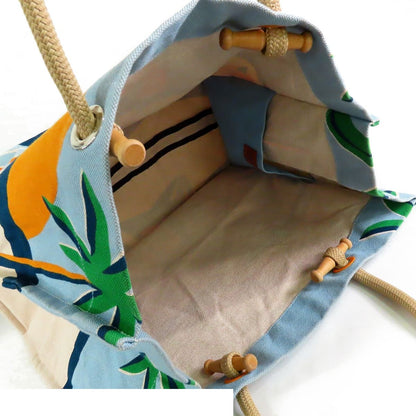 Hermes Apres la Vague Blue Orange Silver Cotton Canvas Beach Tote Bag — view 5