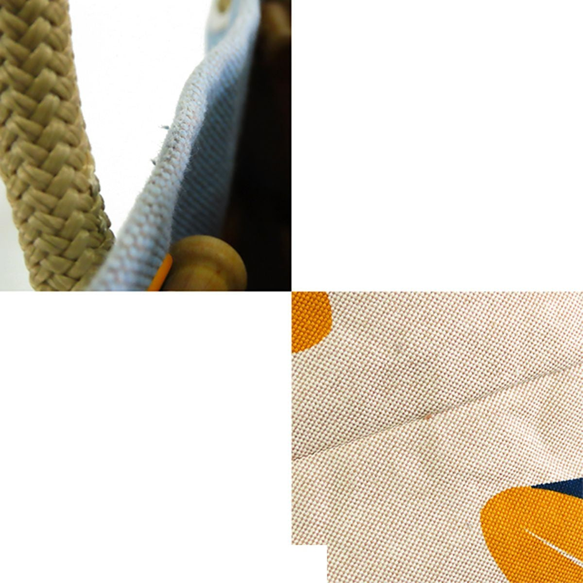 Hermes Apres la Vague Blue Orange Silver Cotton Canvas Beach Tote Bag — view 8