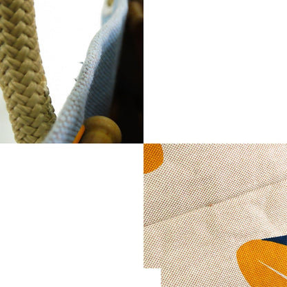 Hermes Apres la Vague Blue Orange Silver Cotton Canvas Beach Tote Bag — view 8