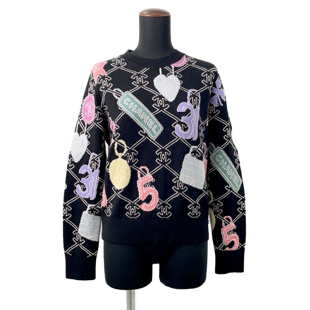 Chanel Knit CC Logo Sweater 36 Top Black Multicolor