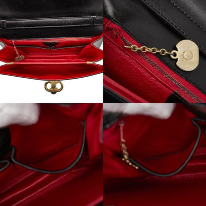 Celine Triomphe Crossbody Shoulder Bag Black Leather Women's Celine