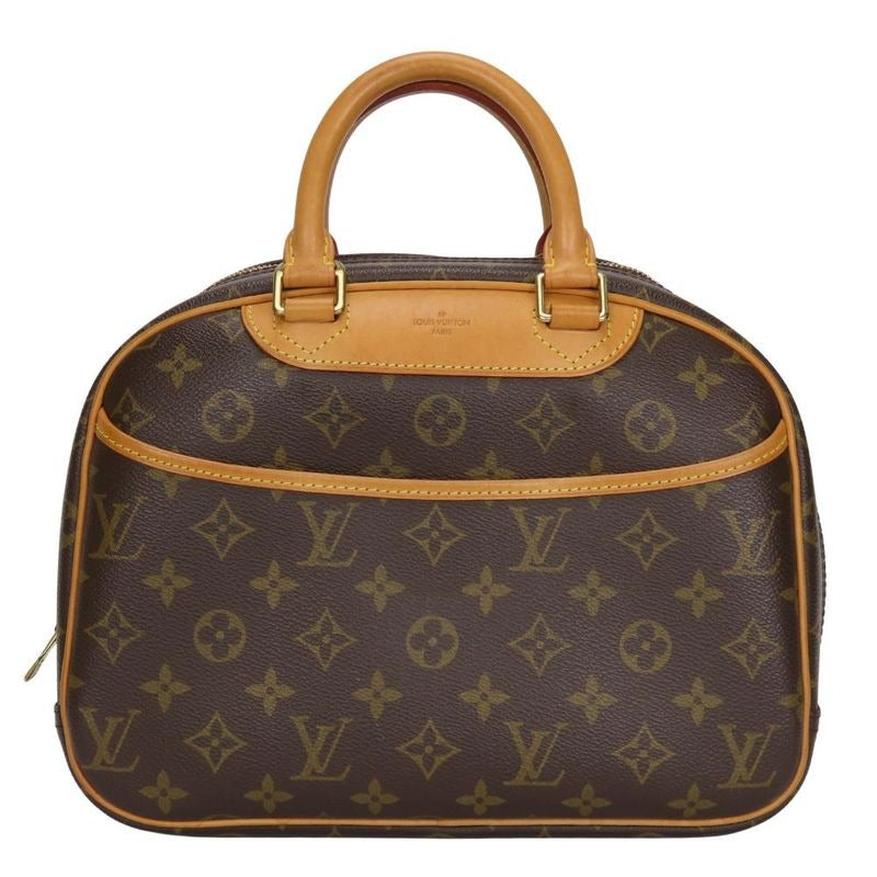 Louis Vuitton Handbag Trouville Monogram Nubuck Brown Gold Hardware