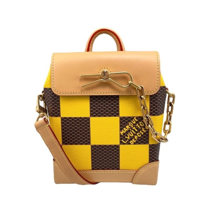 Louis Vuitton Shoulder Bag Nano Steamer Damier Pop Canvas Yellow Brown