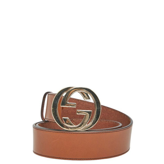 Gucci Interlocking G Belt Size: 85 34 114876 Brown Leather Women's Gucci
