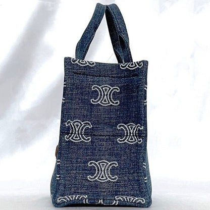 Celine 2way Bag Cabas Tice Blue Brown Triomphe