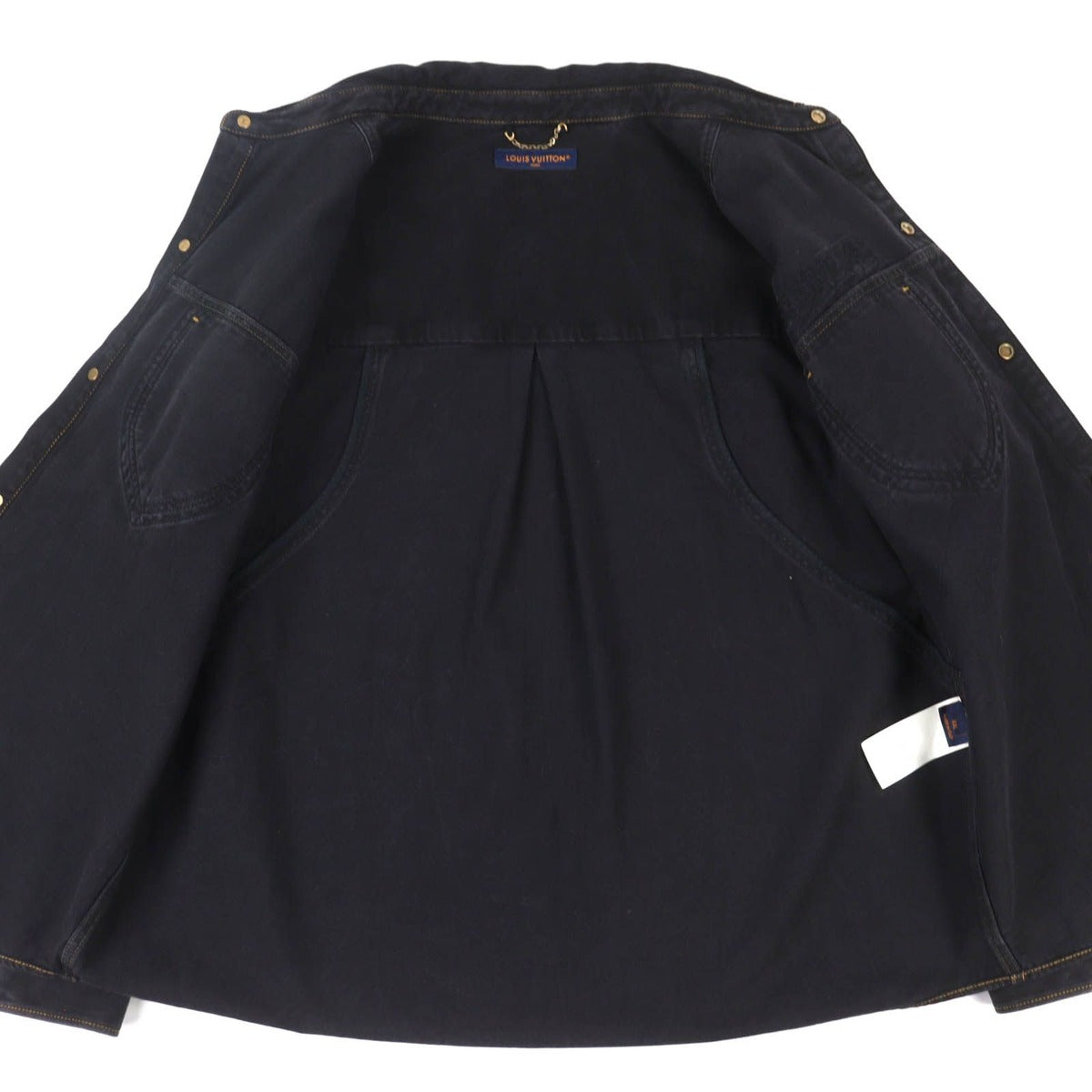 Louis Vuitton 100% Cotton Logo Embroidery Gold Button Denim Work Jacket — view 4