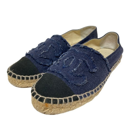 Chanel 14c CC Logo Espadrilles 35 Navy