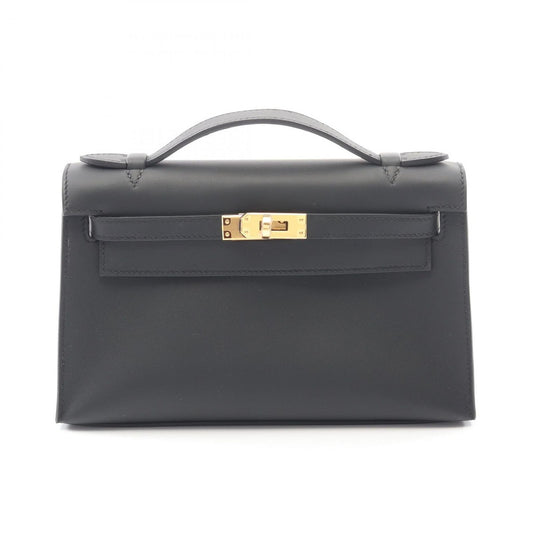 Hermes Handbag Pochette Kelly Mini Black Leather