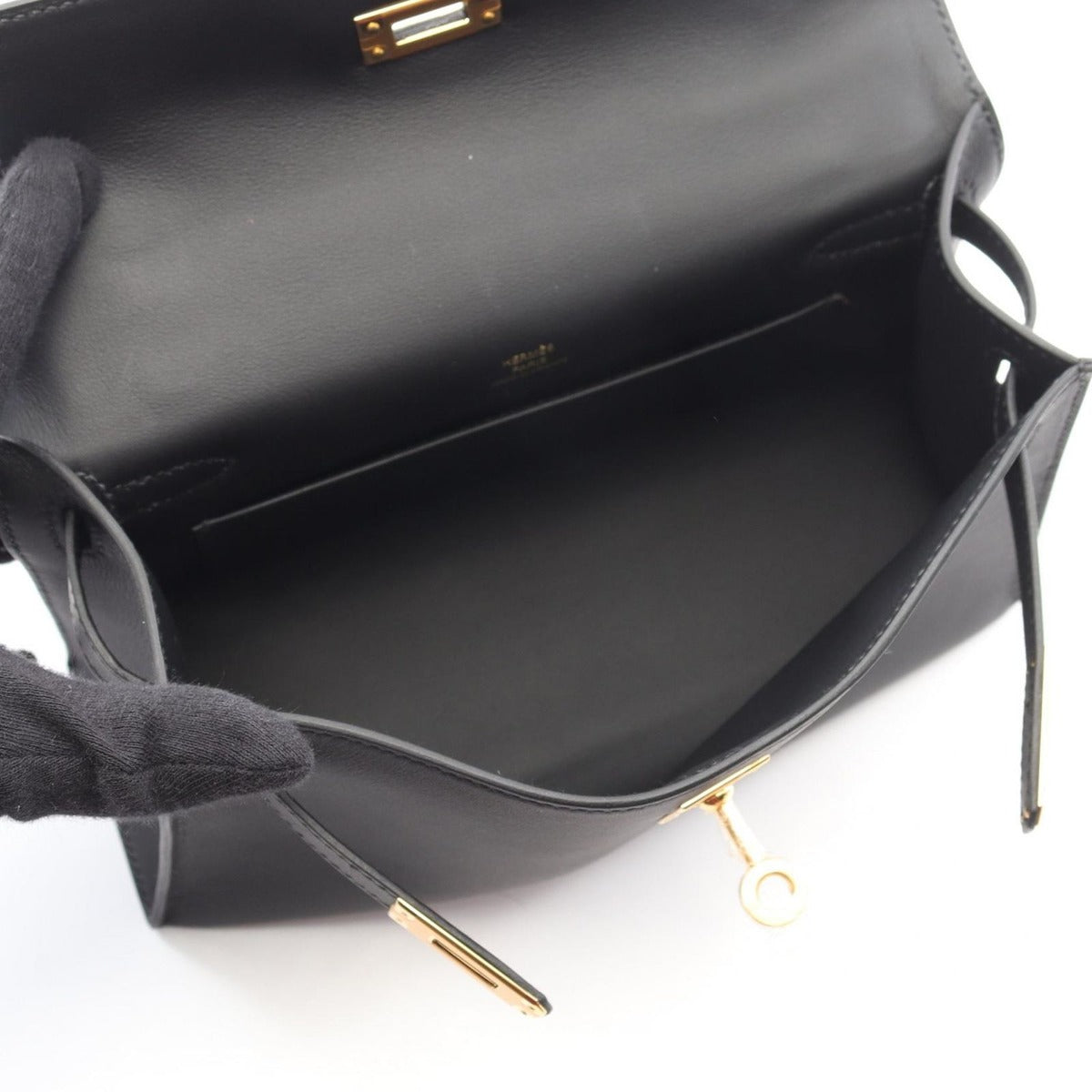 Hermes Handbag Pochette Kelly Mini Black Leather — view 3