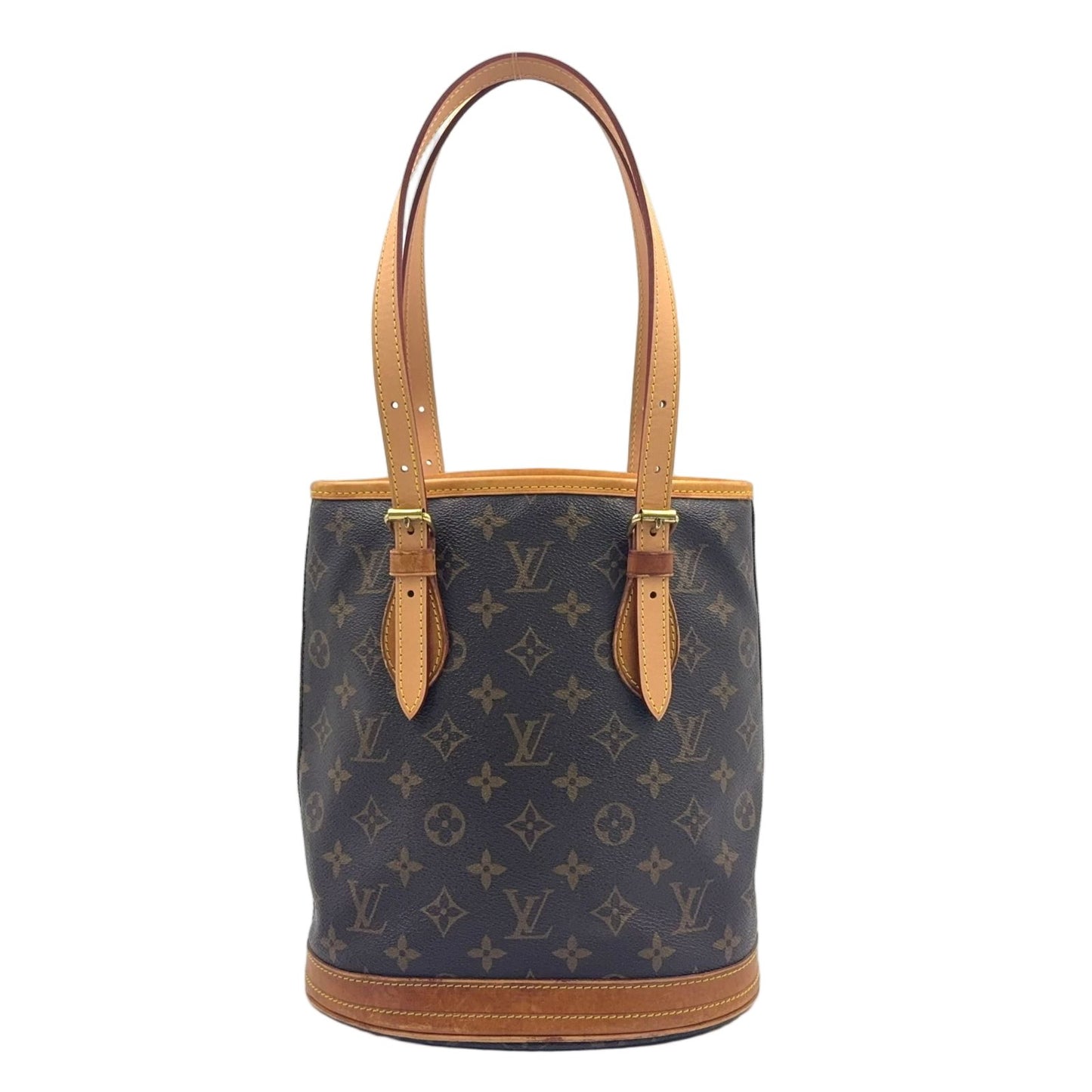 Louis Vuitton Bucket PM Monogram Leather Brown Shoulder Bag Gold