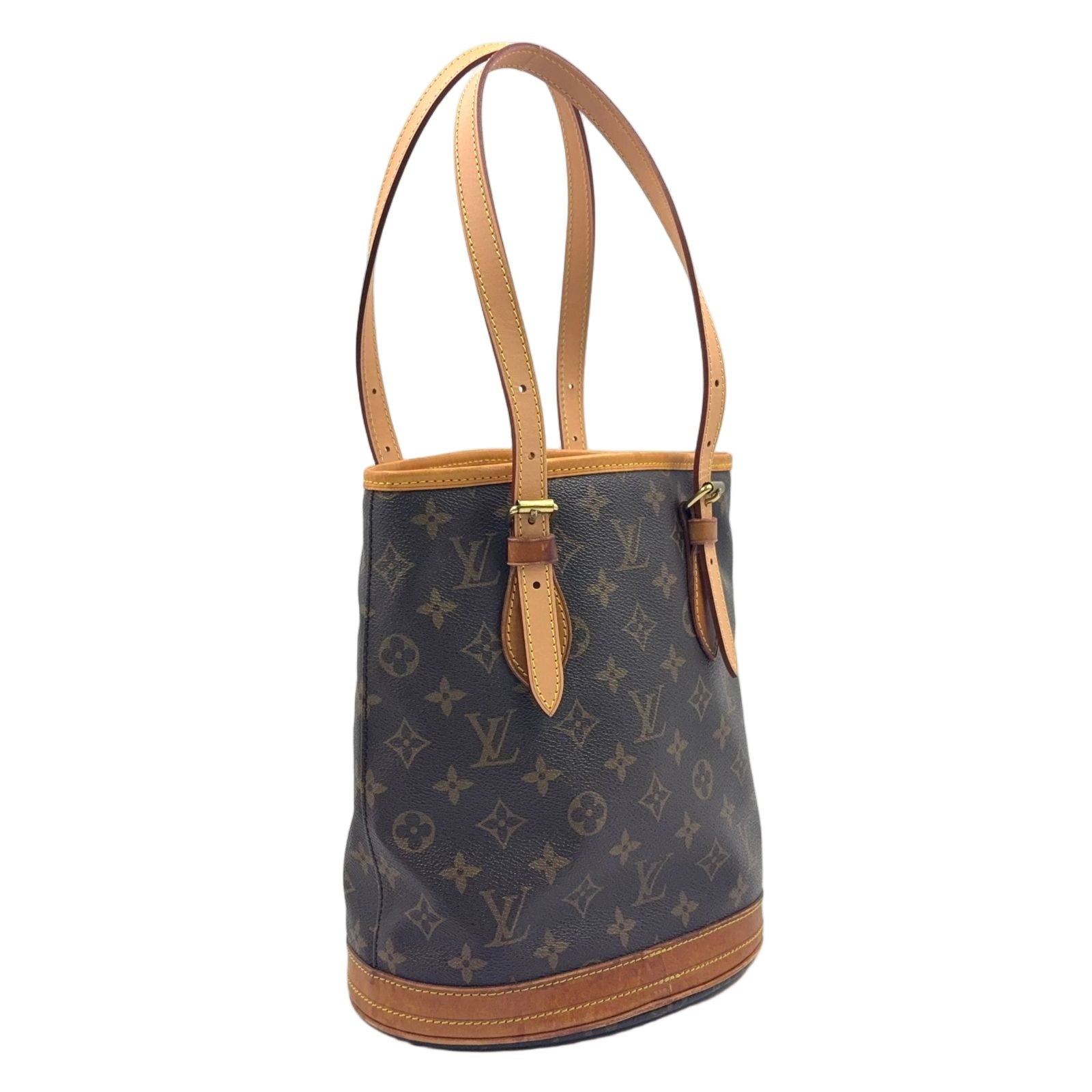 Louis Vuitton Bucket PM Monogram Leather Brown Shoulder Bag Gold — view 2