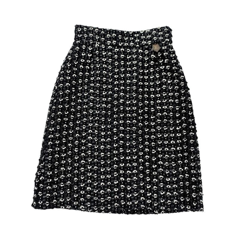 Louis Vuitton Bottoms Black White Silver Monogram Middle Skirt