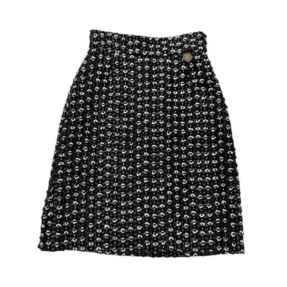 Louis Vuitton Bottoms Black White Silver Monogram Middle Skirt