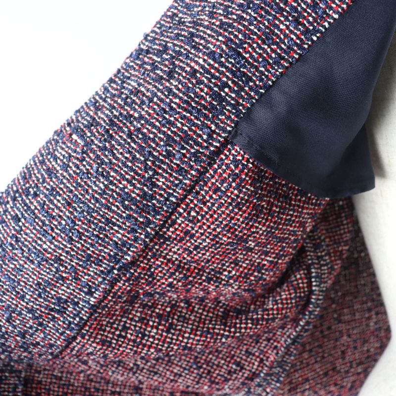 CHANEL 16P P53413 Bar Tie Cotton Tweed Coat With Coco Mark Buttons Multi 34