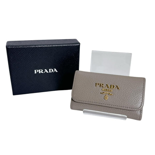 Prada Vitello Grain Leather 6 Key Case Saffiano Grey Ge