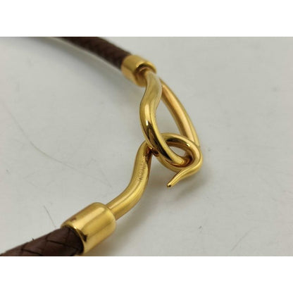 Hermes Choker Jumbo Brown Leather Braided Gold Hardware — view 6