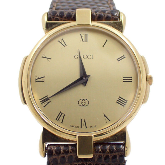 Gucci Quartz Watch Gold Leather