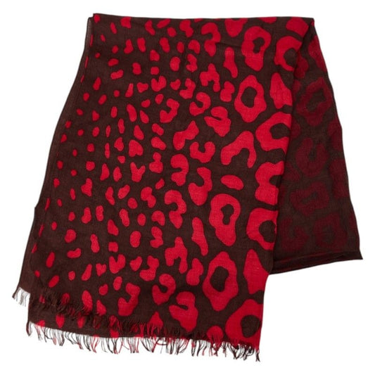 Gucci Leopard Brown Red Rayon Scarf