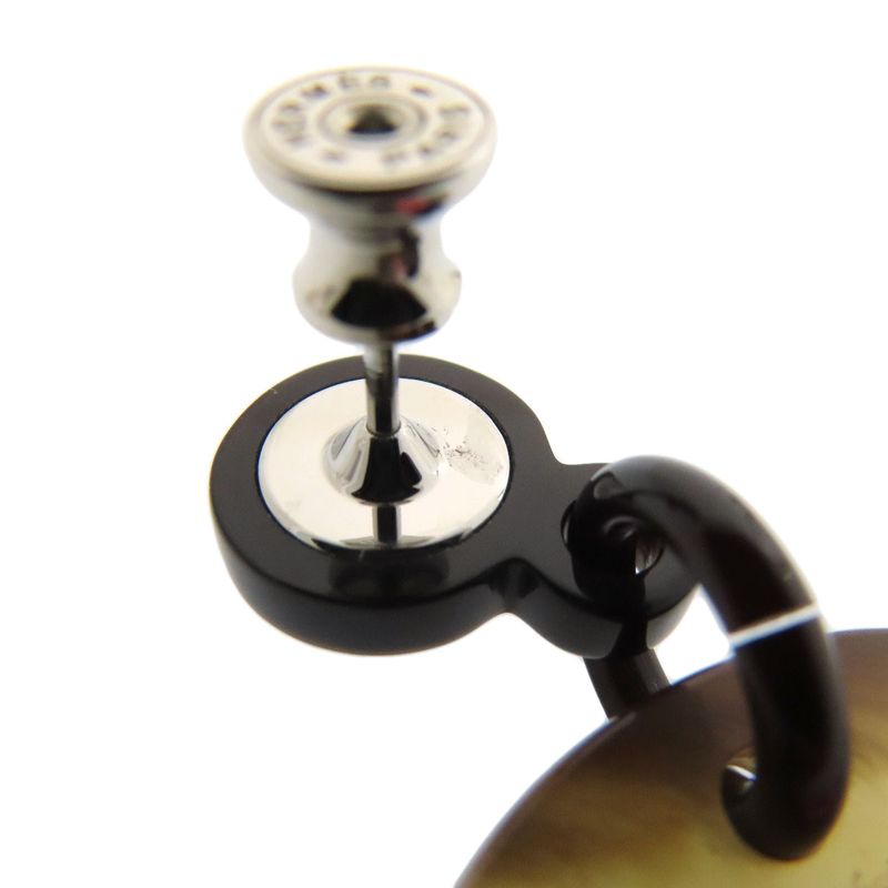 Hermes Fidelio Villages PM Earrings Metal Buffalo Horn Ladies