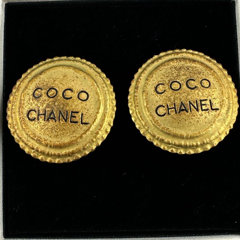 Chanel Vintage Large Earrings Circle Earrings Chanel Gold
