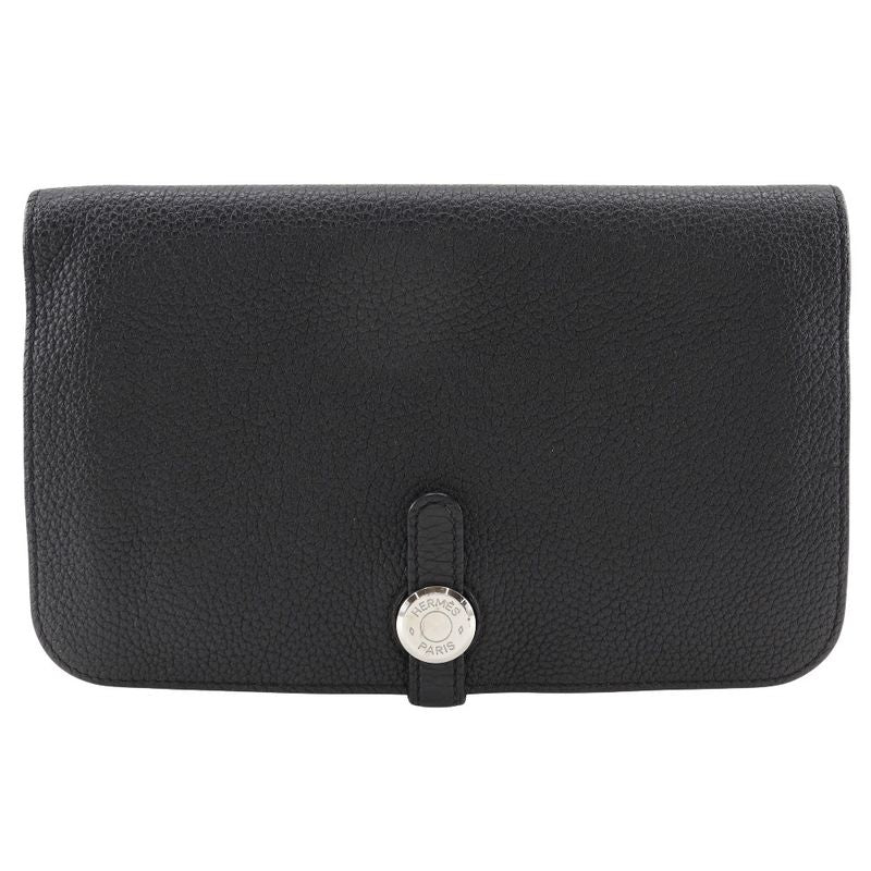 Hermes Dogon GM Togo Black □R Unisex Long Wallet