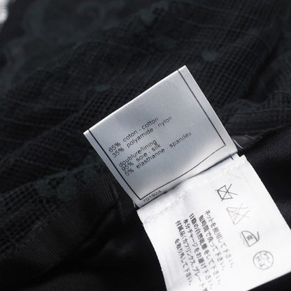 Chanel Skirt Size 40 03A Knee Length CC Logo Coco Mark Floral Lace Black Made