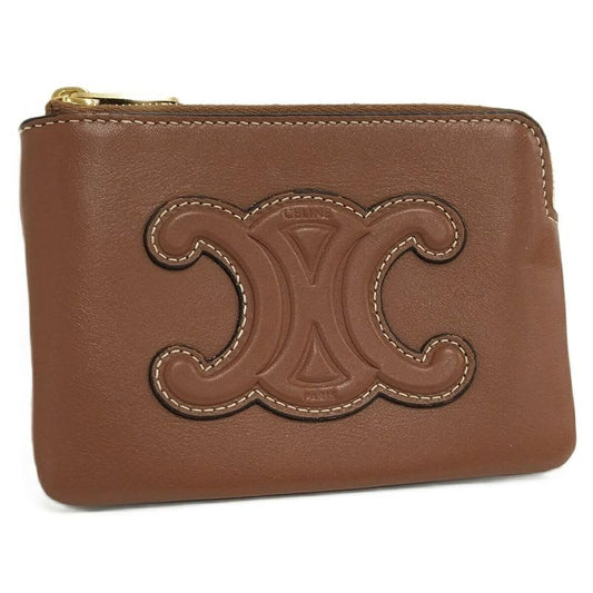 Celine Coin Case Triomphe Leather Brown